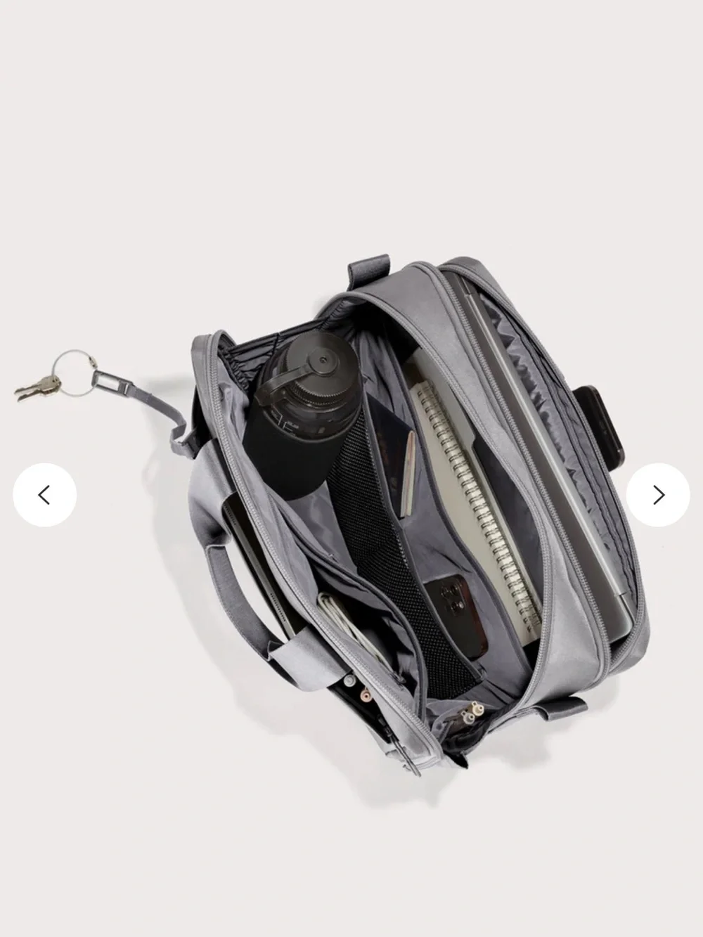 Grey Briefcase Shoulder Bag - Minimal Business Laptop Bag